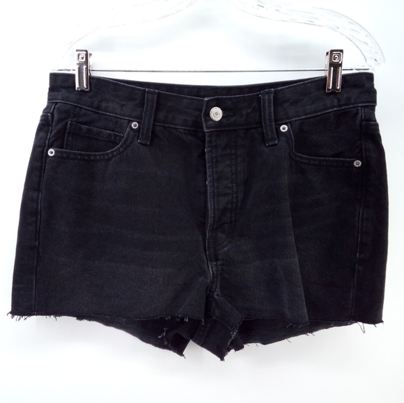 ⭐3/$30 Old Navy O.G. Short High Rise 100% Cotton Black 6 Button Fly  bohemian - Picture 1 of 8